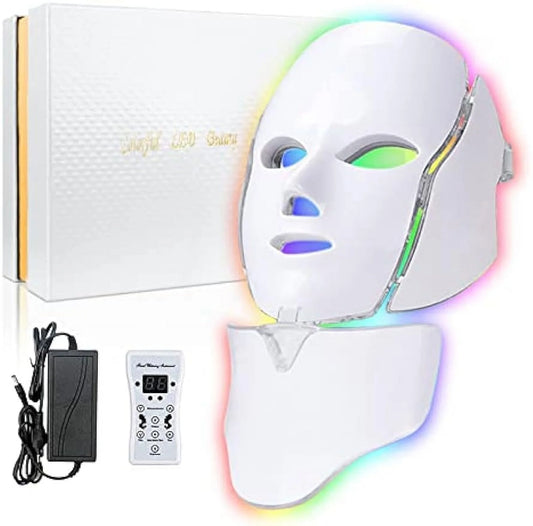 Led Face Mask Light Therapy 7 Color Led Light Therapy Facial Mask Blue Red Light Therapy for Face Acne Reduction Skin Care Mask