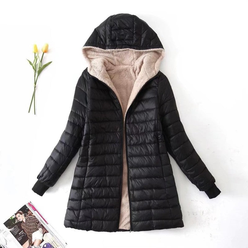 Women's Winter Cashmere Hooded Cotton-padded Coat