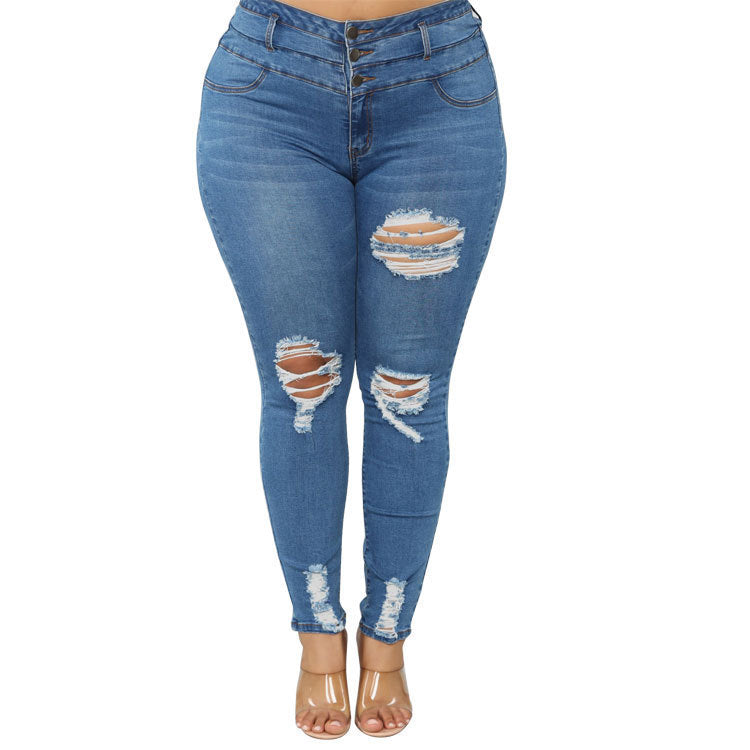 Women’s High Waist Ripped Plus size Jeans