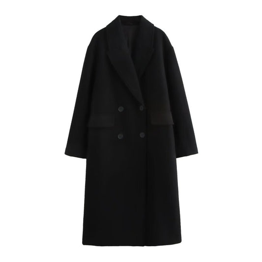 Women's fashion Simple Loose Long Pea Coat