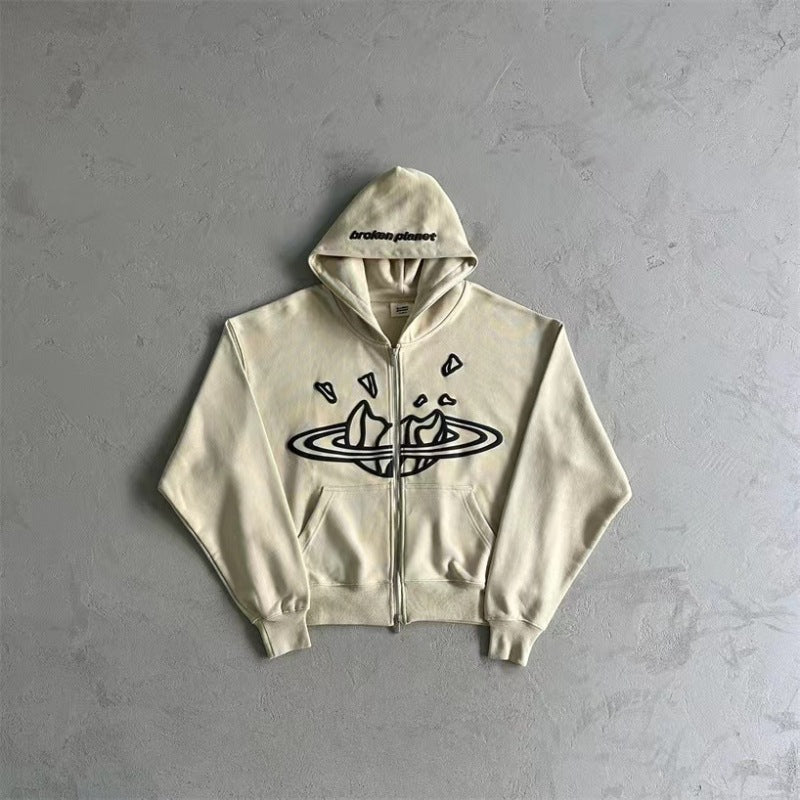 Broken Planet Urban Zip-Up Cropped Hoodie