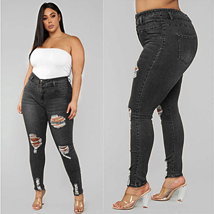 Women’s High Waist Ripped Plus size Jeans