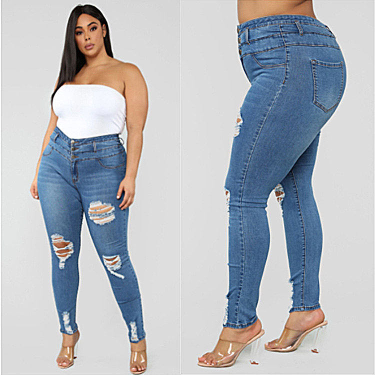 Women’s High Waist Ripped Plus size Jeans