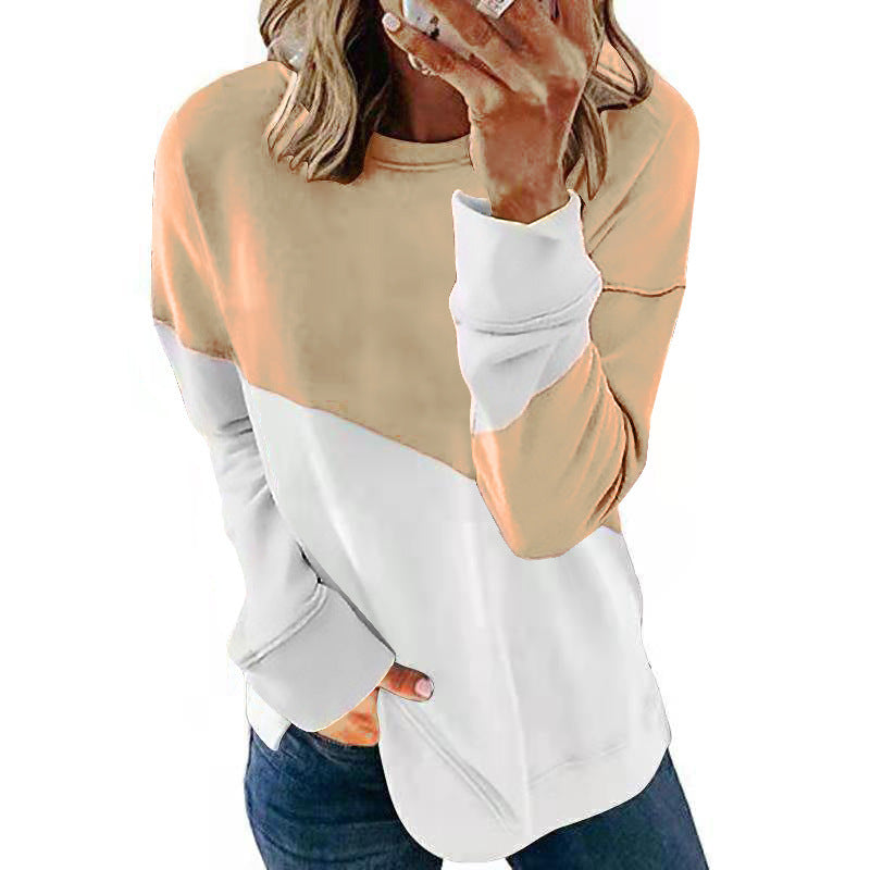 Women’s Patchwork Long Sleeve Round Neck Sweater