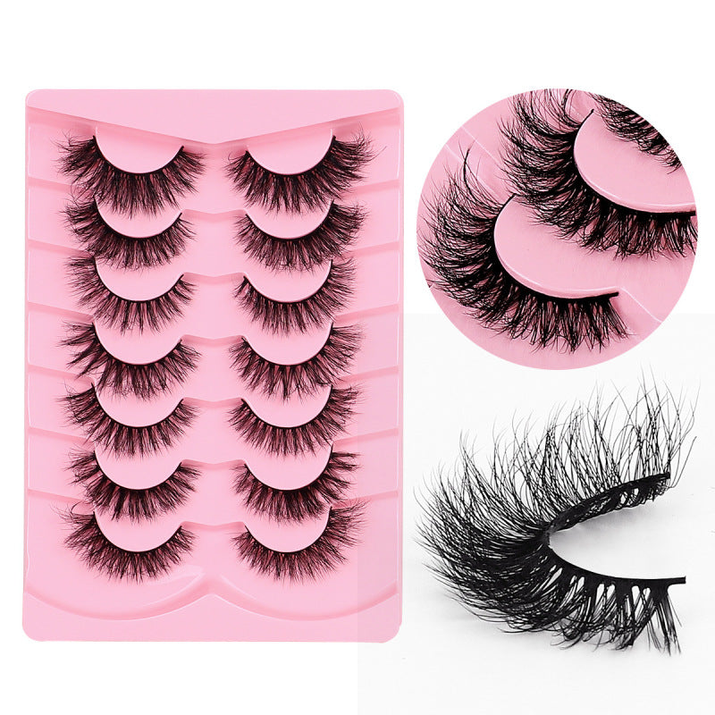 Fried Hair Fluffy False Eyelashes 7 Pairs Of Imitation Mink Three-dimensional Curly Lashes