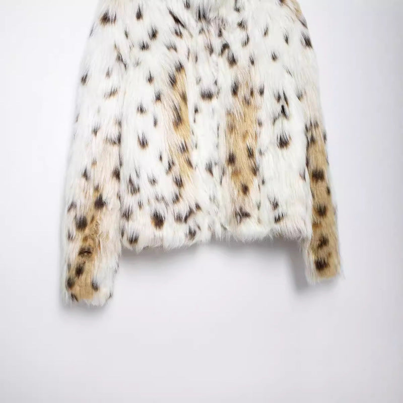 Women's Faux Fur Leopard Print Effect Waist Coat