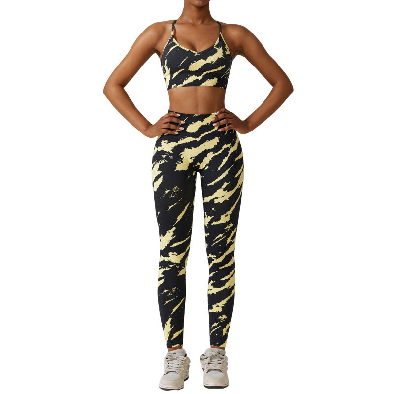 Women’s Yoga Print Seamless 2pc Quick dry High Waist Set