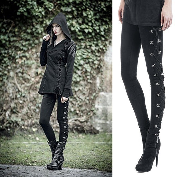 Women’s Gothic High Waisted Lace-up Leggings With Lifted Hips