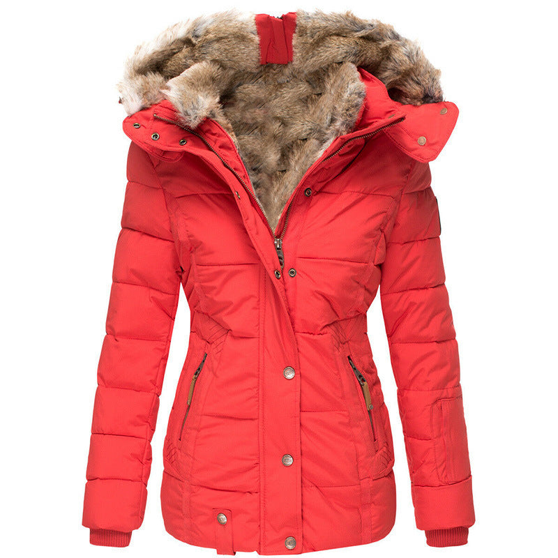 Women’s Winter Warm Cotton-Padded Fur Lined Hooded Coat