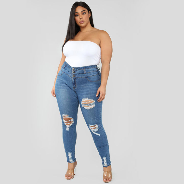 Women’s High Waist Ripped Plus size Jeans