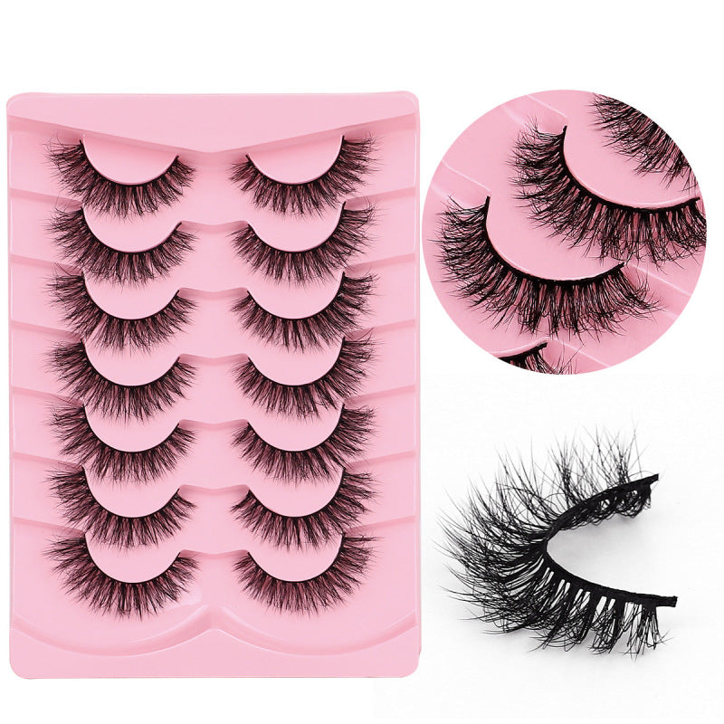 Fried Hair Fluffy False Eyelashes 7 Pairs Of Imitation Mink Three-dimensional Curly Lashes