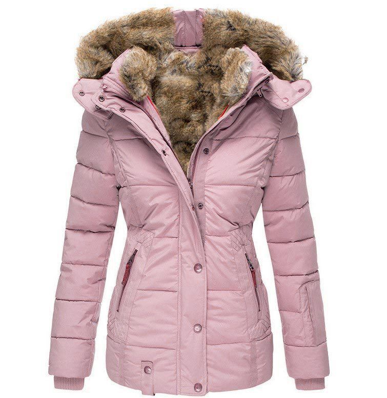 Women’s Winter Warm Cotton-Padded Fur Lined Hooded Coat