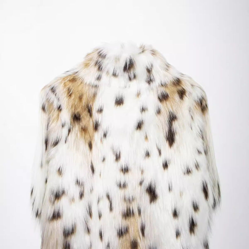 Women's Faux Fur Leopard Print Effect Waist Coat