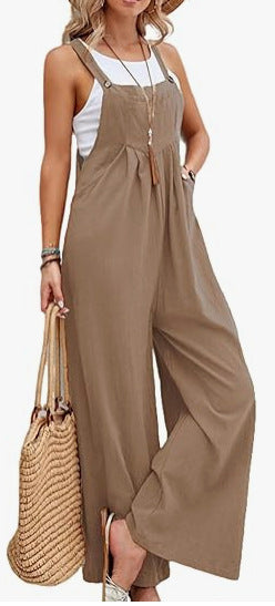 Women’s Casual Ruched Wide-Leg Jumpsuit Overalls