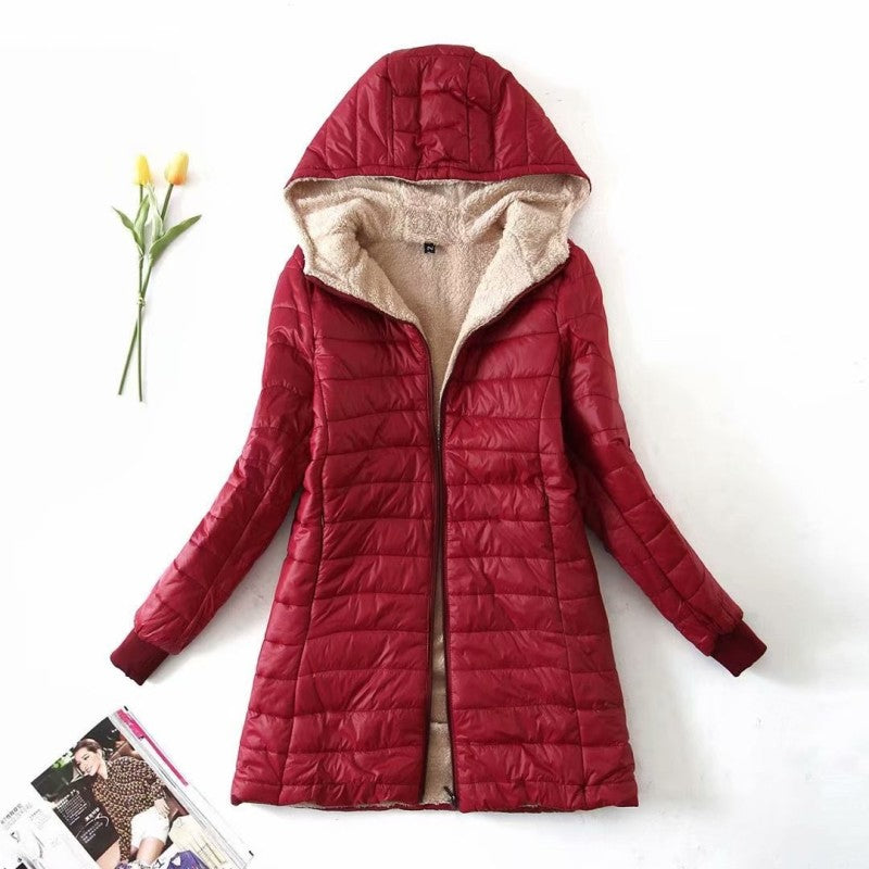 Women's Winter Cashmere Hooded Cotton-padded Coat