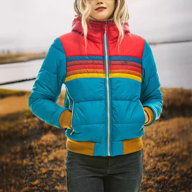 New Women's Casual Hooded Multi-color Short Cotton-padded Jacket