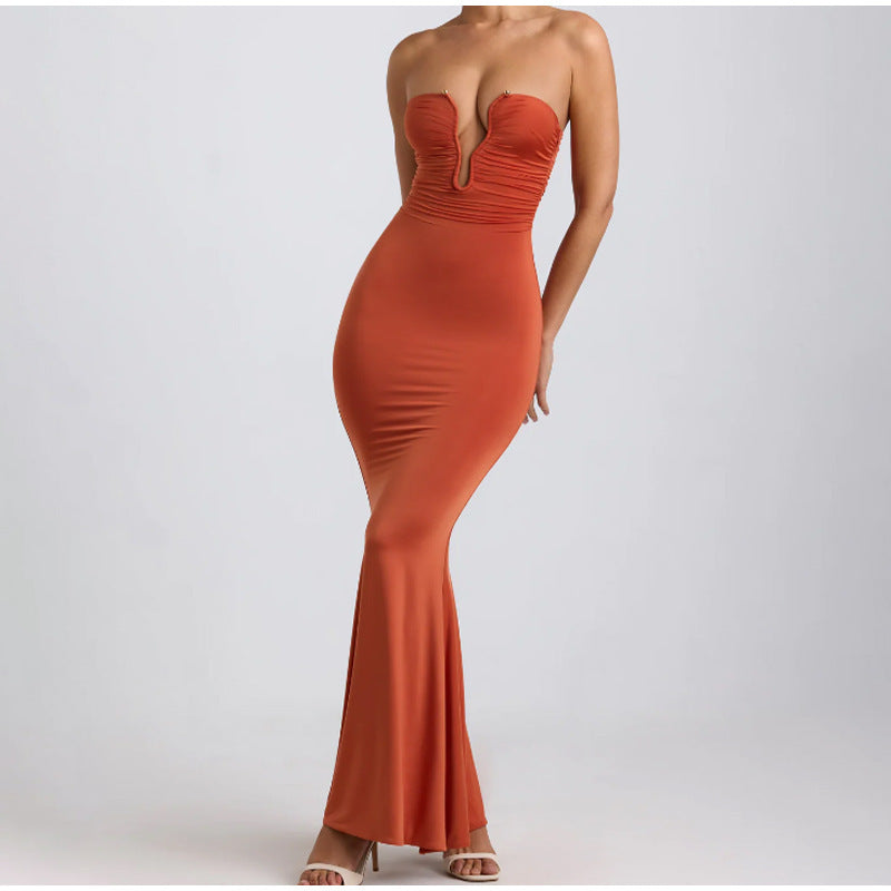 Women’s Bodycon Backless Sleeveless Halter Mermaid Party Dress