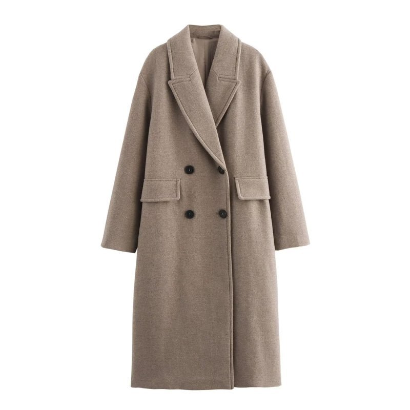 Women's fashion Simple Loose Long Pea Coat