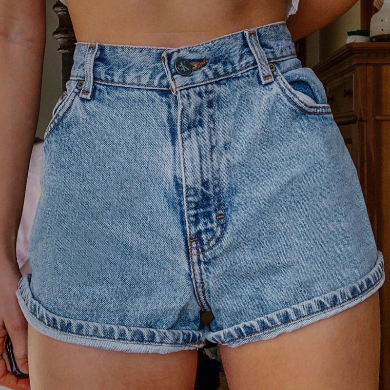 Women's Vintage Flower Print Denim shorts