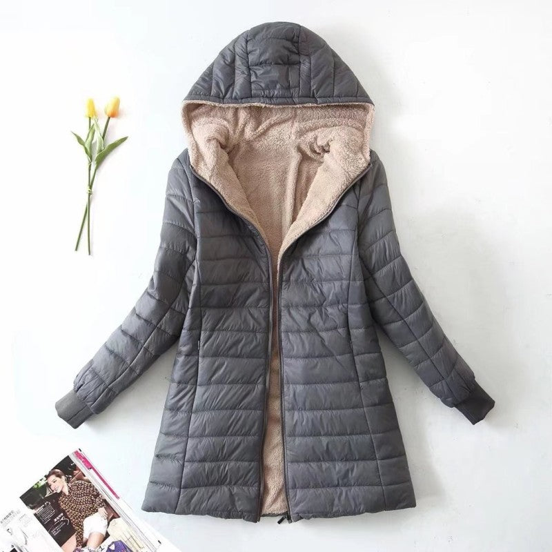 Women's Winter Cashmere Hooded Cotton-padded Coat