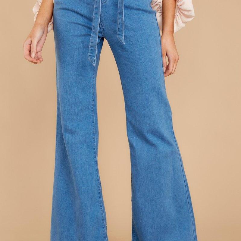 Women’s Waist Tied High-waisted, Stretch Bell Bottom Jeans