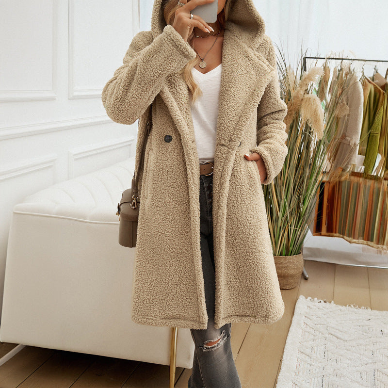 Women’s Casual Hooded Loose Knitted Winter Coat