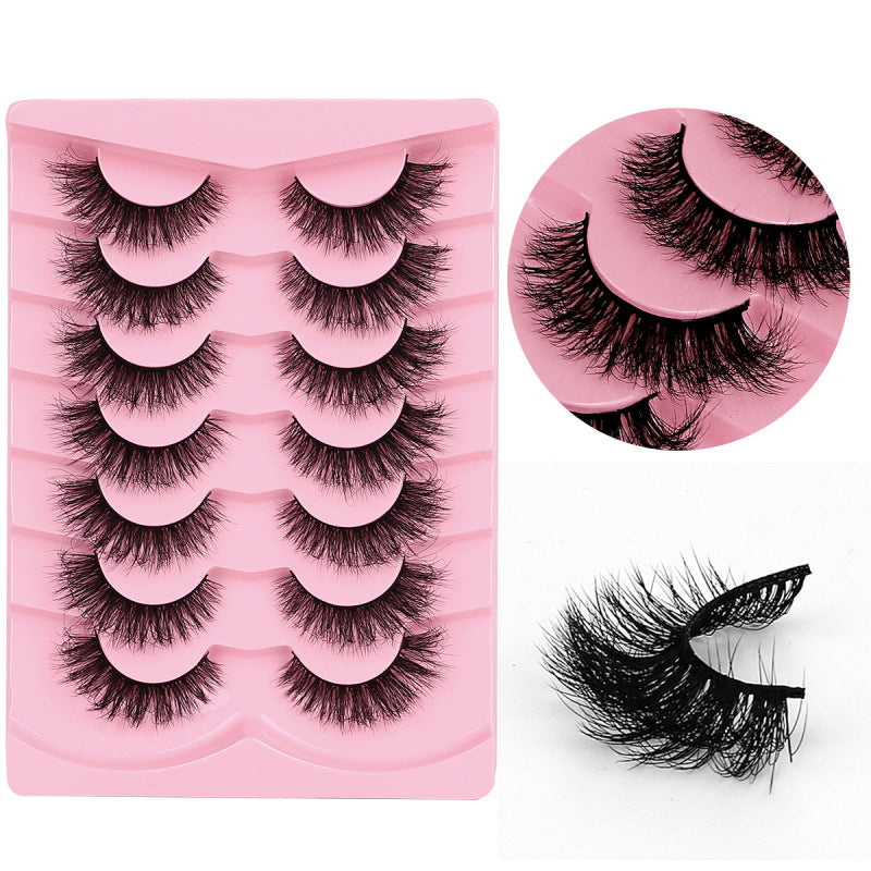 Fried Hair Fluffy False Eyelashes 7 Pairs Of Imitation Mink Three-dimensional Curly Lashes