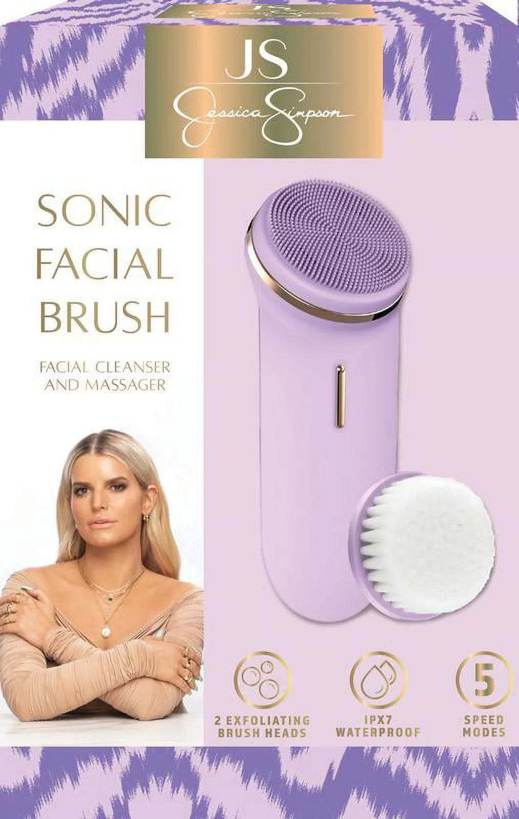 Rechargeable Sonic Facial Brush, 2 Brush Heads, 5 Speed Modes