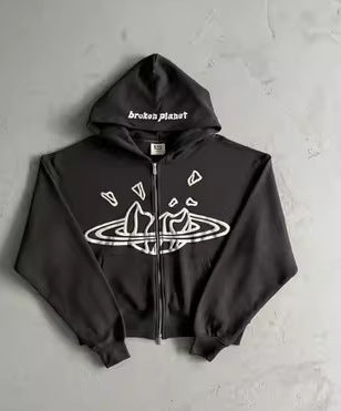 Broken Planet Urban Zip-Up Cropped Hoodie