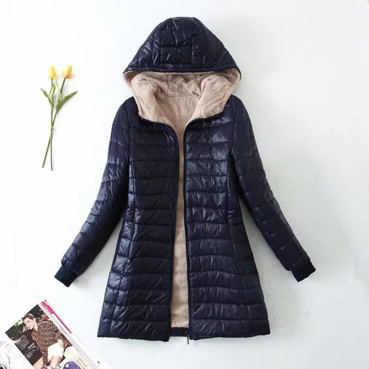 Women's Winter Cashmere Hooded Cotton-padded Coat