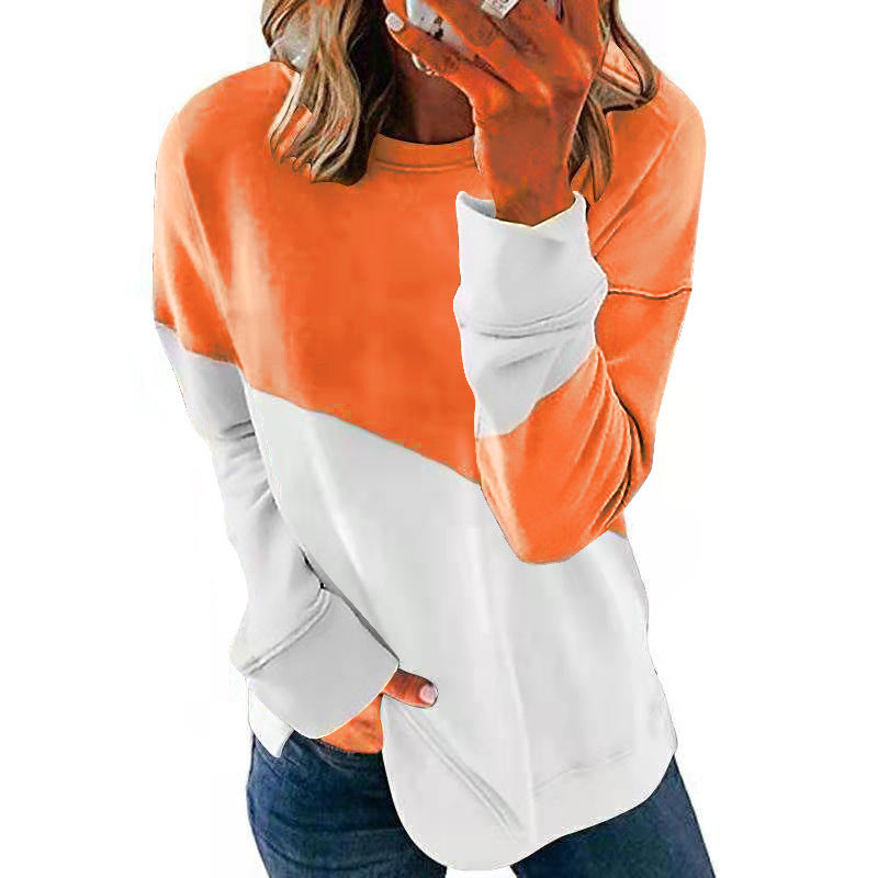 Women’s Patchwork Long Sleeve Round Neck Sweater