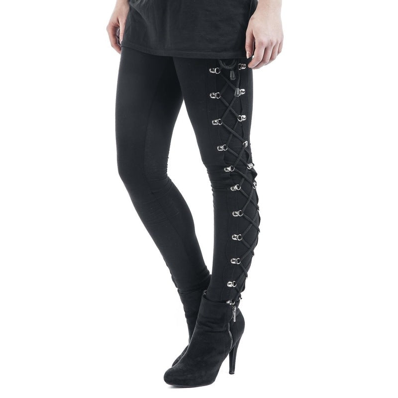 Women’s Gothic High Waisted Lace-up Leggings With Lifted Hips