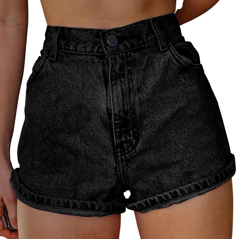 Women's Vintage Flower Print Denim shorts