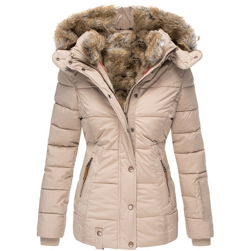 Women’s Winter Warm Cotton-Padded Fur Lined Hooded Coat