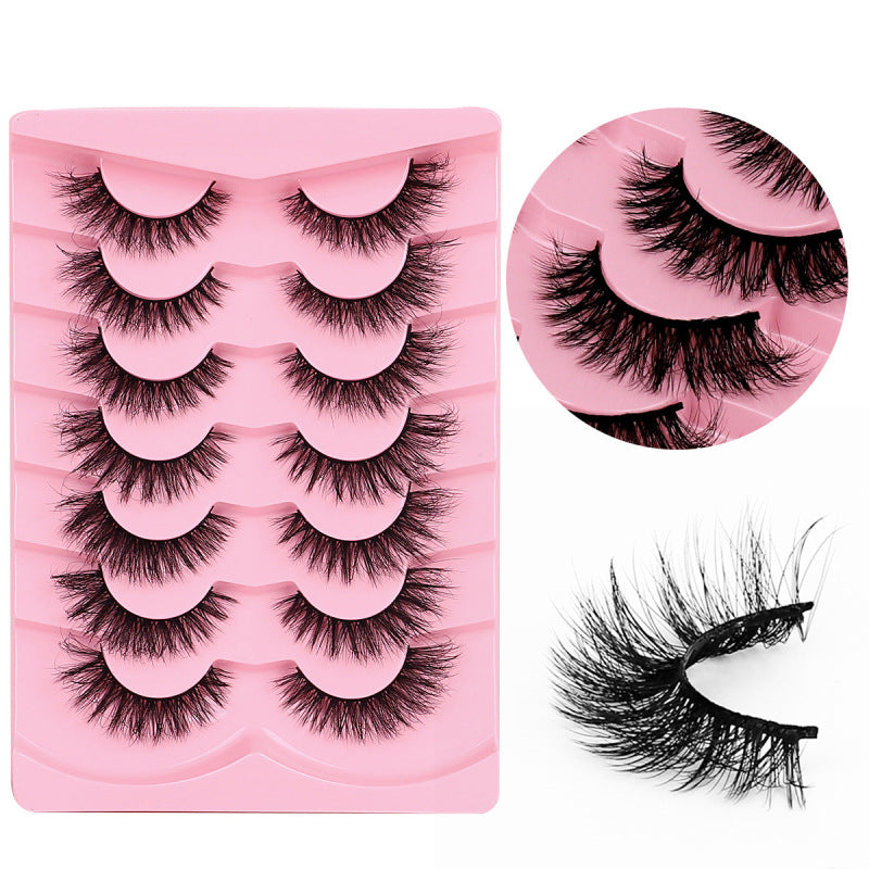 Fried Hair Fluffy False Eyelashes 7 Pairs Of Imitation Mink Three-dimensional Curly Lashes