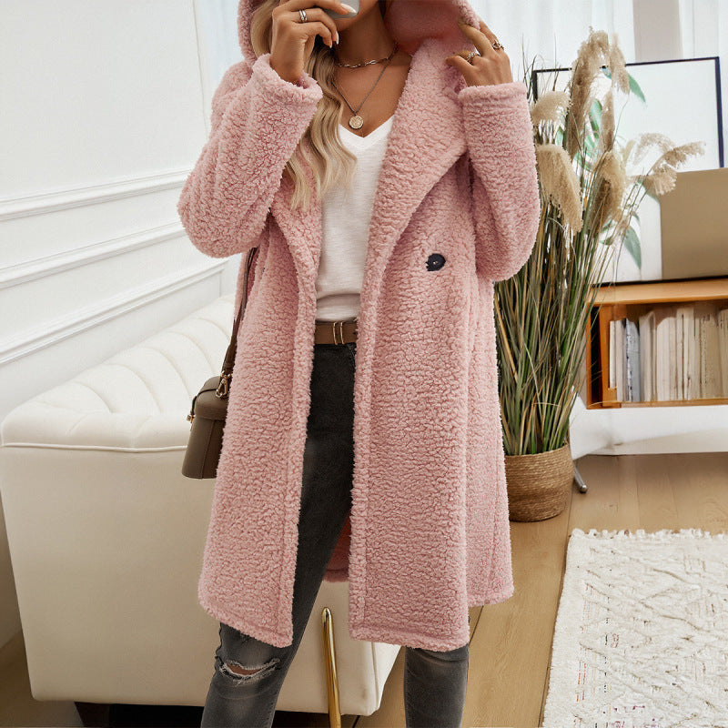 Women’s Casual Hooded Loose Knitted Winter Coat