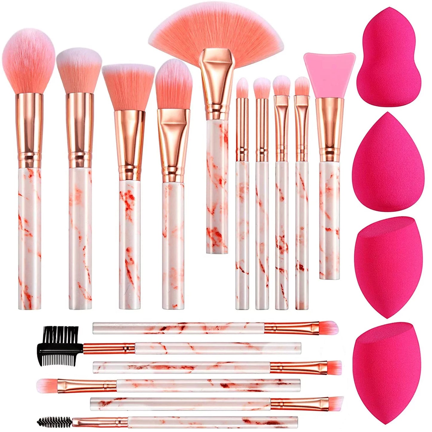 Makeup Brushes 16PCS Professional Makeup Brushes Set with 4Pcs Makeup Sponge Foundation Brush Eyeshadow Brush Lip Brush Set Make up Tool